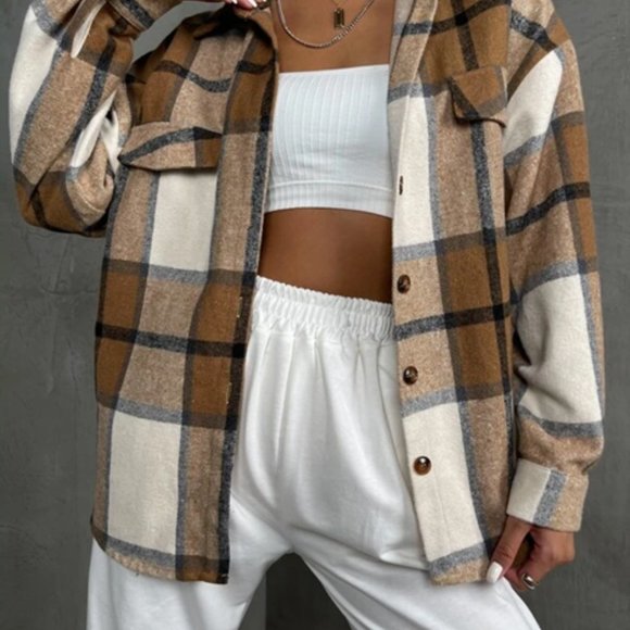 Jackets & Blazers - Shacket - Plaid Shirt Jacket